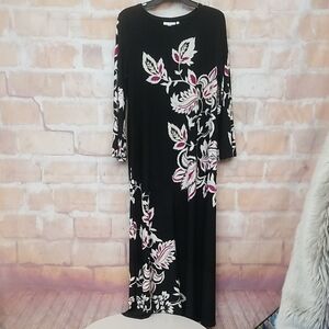 Womens Elegant Black Floral Maxi Dress Chico's size 1 (Medium)